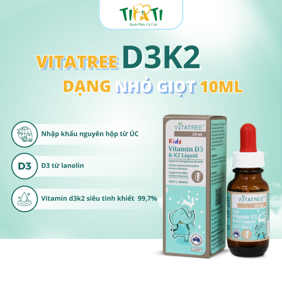 VITATREE KIDS VITAMIN D3 & K2 LIQUID DẠNG NHỎ GIỌT